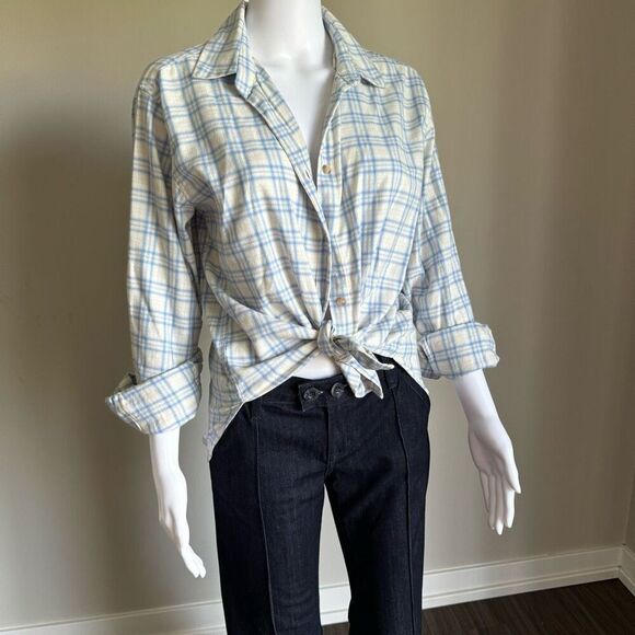 Uniqlo Blue & White Plaid Button Down Shirt Size L - Picture 2 of 6
